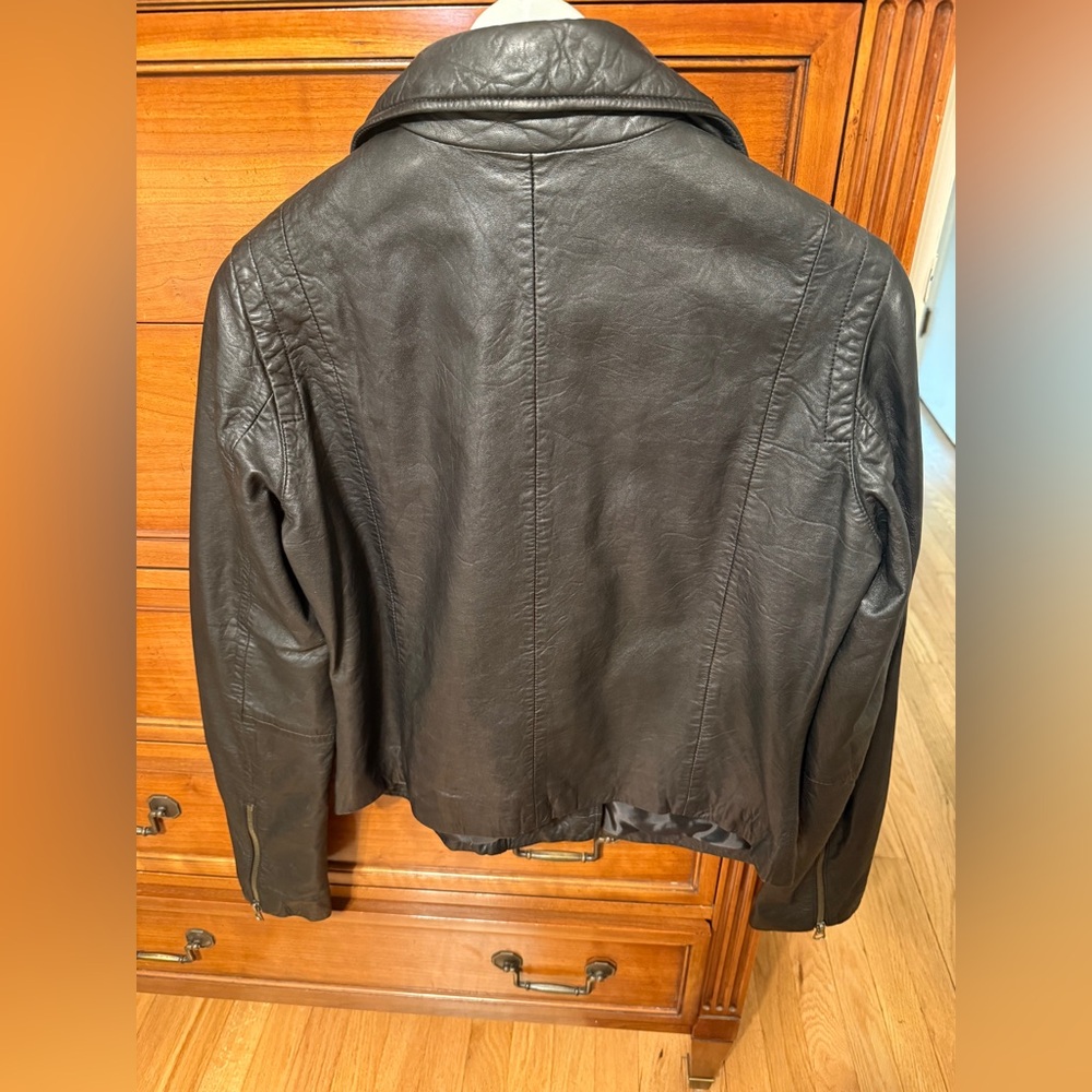 NWT Madewell Black Leather Jacket size Medium Brass Hardware Edition - Picture 6 of 13